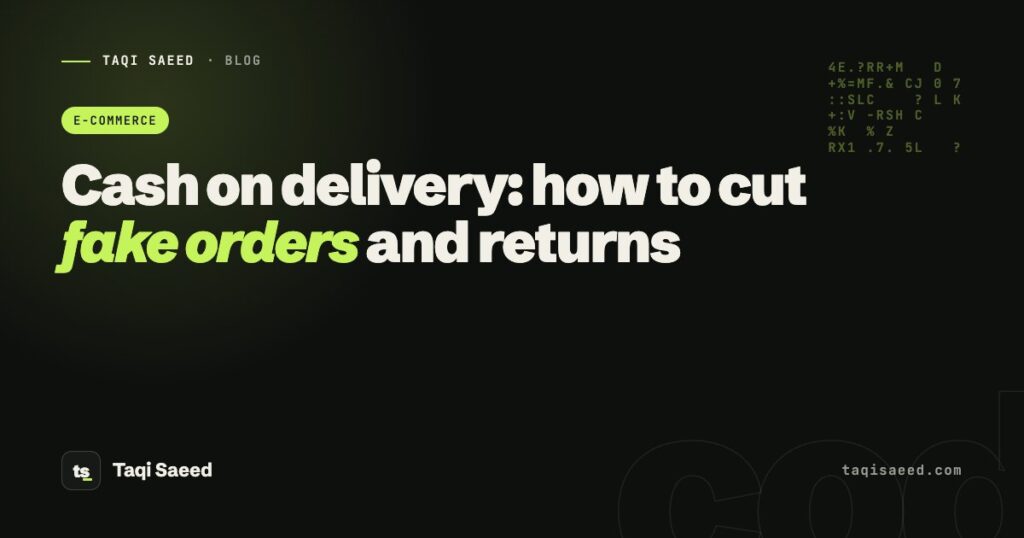 Cash on delivery: how to cut fake orders and returns