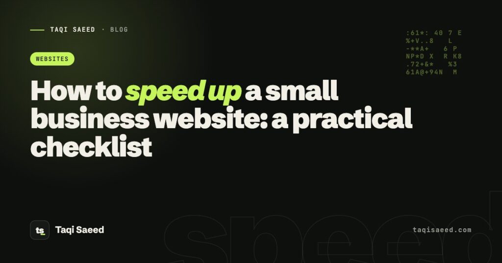 How to speed up a small business website: a practical checklist