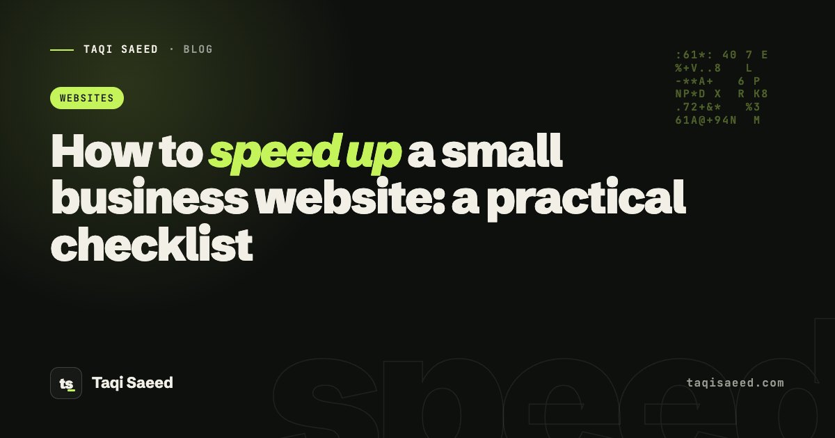 How to speed up a small business website: a practical checklist