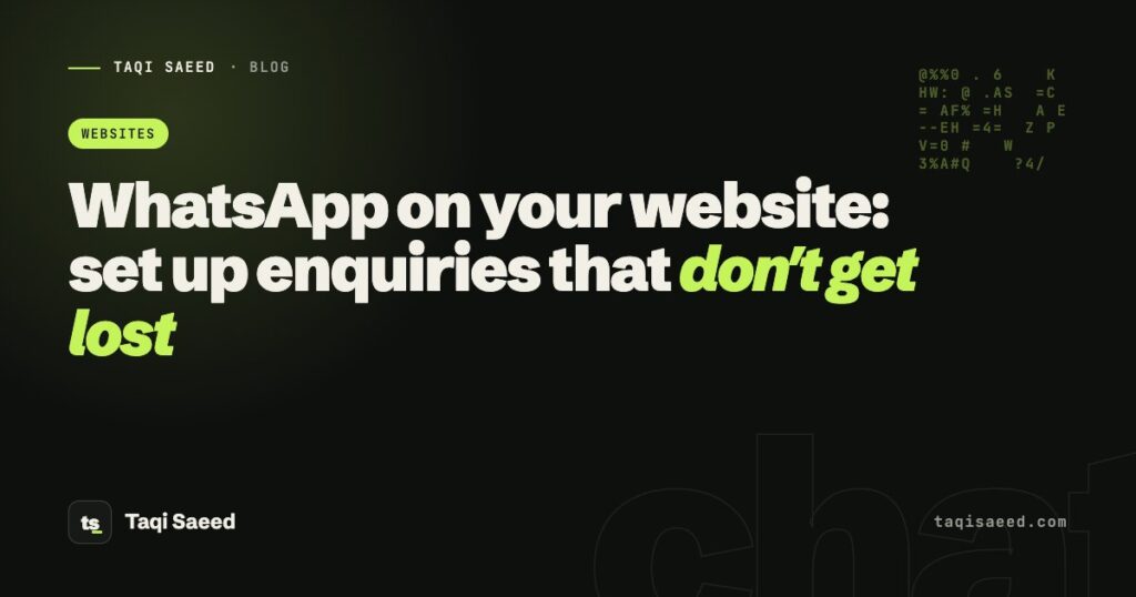 WhatsApp on your website: set up enquiries that don't get lost